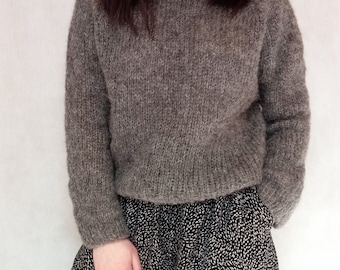 Soft Knitted Sweater, Alpaca and Silk, Natural Fibers, Lightweight and Loose Sweater, Gray Knit Jumper, Luxury Knitwear