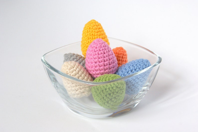 Small colored Easter eggs, Stuffed crochet eggs, Easter table decoration, Kitchen decor, Spring interior design, Mini eggs image 2