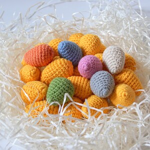 Small colored Easter eggs, Stuffed crochet eggs, Easter table decoration, Kitchen decor, Spring interior design, Mini eggs image 1