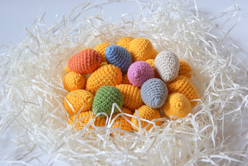 Small colored Easter eggs, Stuffed crochet eggs, Easter table decoration, Kitchen decor, Spring interior design, Mini eggs image 1