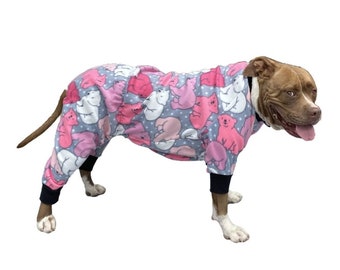 Large Dog Pyjamas Pink Polar Bear - Fleece Pjs Romper Jumpsuit Coat Sweater Warm Pajamas Sleepwear Puppy Clothes Clothing Jumper