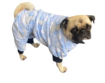 Baby Elephants Blue Dog Pyjamas Cotton Flannelette XS S M L - Pjs Romper Jumpsuit  Sweater Warm Pajamas Sleepwear Puppy Clothes Clothing Pet