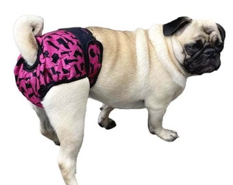 XS - XXL Pink Pooches Dog Sanitary Pants Diaper Nappy Washable Waterproof Female Adjustable Reusable Pet Season Heat Underwear Puppy