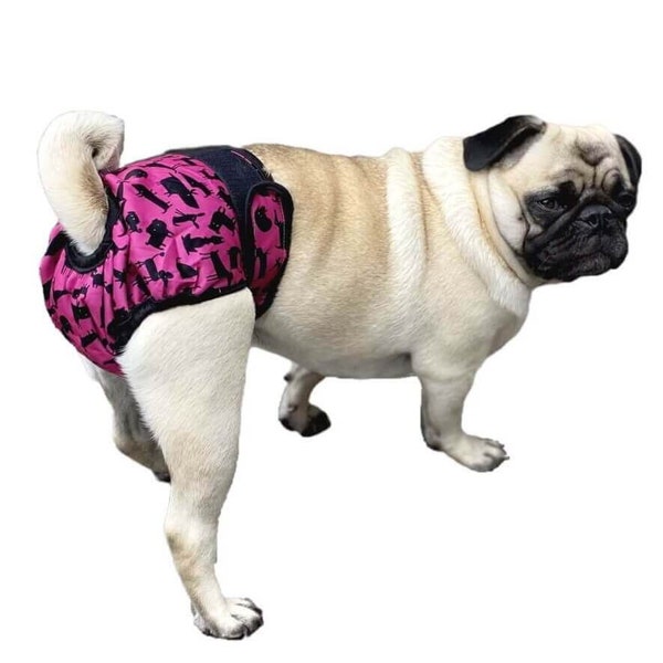 XS - XXL Pink Pooches Hunde-Hygienehose, Windelwindel, waschbar, wasserdicht, weiblich, verstellbar, wiederverwendbar, Haustier-Saison-Wärmeunterwäsche, Welpe