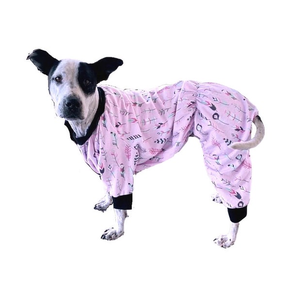 Large Dog Pyjamas  Pink Shake A Feather - Cotton Flannelette Pjs Romper Jumpsuit Coat Sweater Warm Pajamas Sleepwear Puppy Clothes Clothing