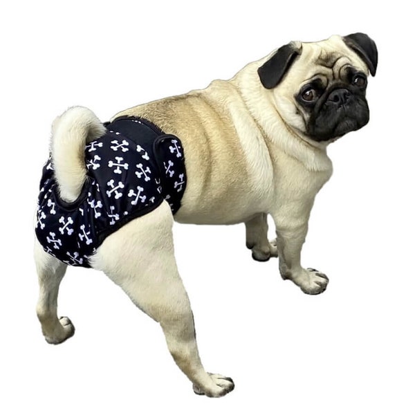 S - XXL Crossbones Dog Sanitary Pants Diaper Nappy Washable Waterproof Female Adjustable Reusable Pet Underwear Puppy Season Heat Clean
