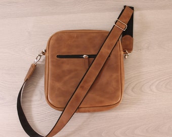 Crazy Horse Leder ,Crossbody Ledertasche ,Ledertasche , Braune Leder Crossbody Bag