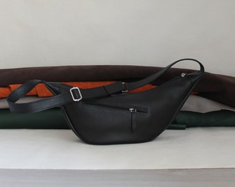 Unisex Bananentasche, erhältlich in anderen Farben, Leder-Bananentasche, Crossbody-Tasche, Leder-Schultertasche Bauchtasche, Half Moon Handtaschen