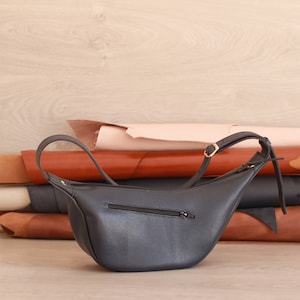 Half Moon Chest Bag , Small Leather Bag,Dark blue Unisex banana Bag ,Leather Banana Bag,Crossbody Bag ,Leather sling bag fanny pack