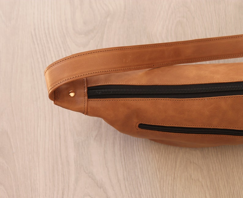 Unisex banana Bag ,Leather Banana Bag / Crossbody Bag / Leather sling bag fanny pack/ Half Moon Handbags,Half Moon Handbags image 6