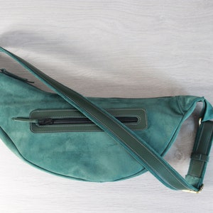 Half Moon Chest Bag ,Small Leather Bag,Unisex banana Bag ,Natural suede,Leather Banana Bag,Crossbody Bag,Leather sling bag fanny pack