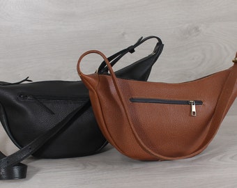 Unisex Bananentasche, erhältlich in anderen Farben, Leder-Bananentasche, Crossbody-Tasche, Leder-Schultertasche Bauchtasche, Half Moon Handtaschen