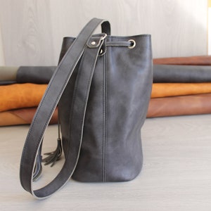 Bucket leather bag with lining, Leather Bucket Bag,Crossbody Bucket Bag ,Handmade Leather Bucket Bag ,Bucket Bag Purse image 4