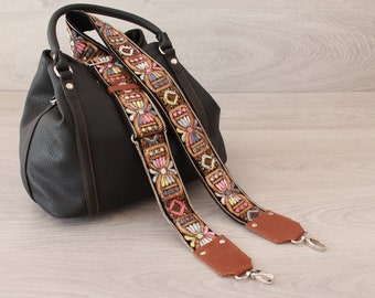 Crossbody Bag Strap | Shoulder Strap for Bag | Guitar Style Strap | Bag Strap Purse | Removable Bag Strap | Gold or Silver Hardware Strap