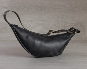 Unisex Bananentasche, Lederbananentasche / Crossbody Bag / Lederschultertasche Bauchtasche / Half Moon Handtaschen, Half Moon Handtaschen