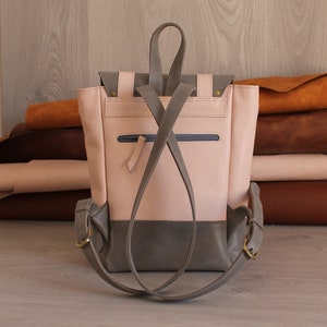 Women's Leather Backpack City Backpack for Laptop Travel Leather Rucksack Handmade Leather City Backpack Shoulder and Cross Body Bag image 2