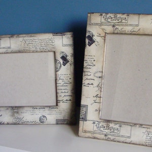 Decoupaged Wooden Frame Distressed Photo Frame Carte Postale Frame Home Decor Wedding Decor Sign Holder Vintage Chic Style Glass Aperture