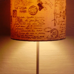 Handmade Lampshade Decoupaged Lampshade For Standing Table  Bedside Lamp Distressed Lampshade Handcrafted Carte Postale French Script Paris