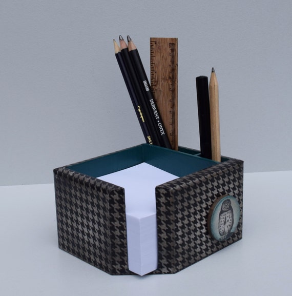 Desk Organiser Decoupaged Desk Tidy Wooden Pen Pot Pencil Etsy