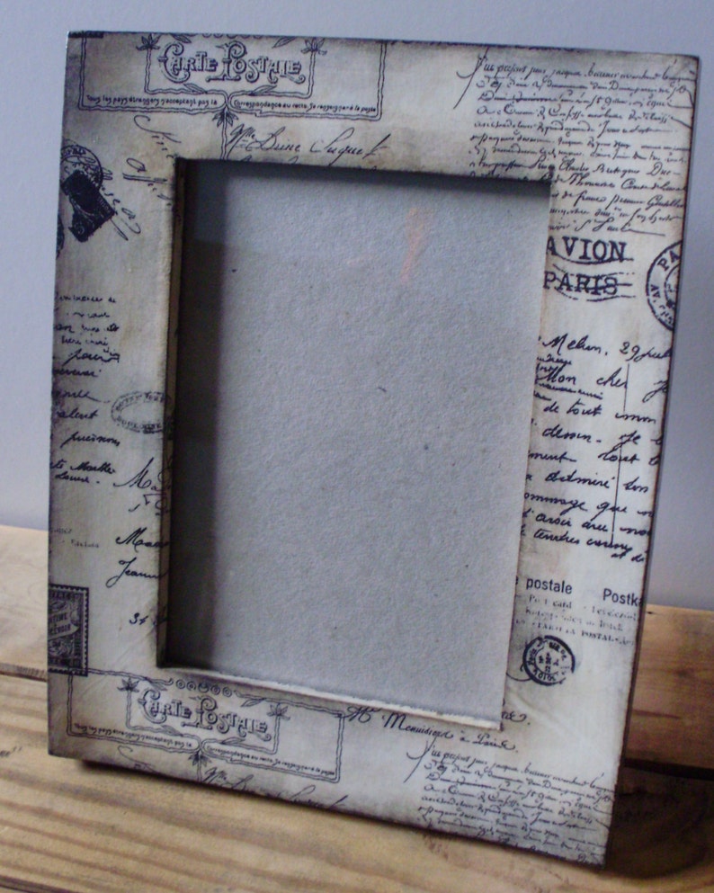 Decoupaged Wooden Frame Distressed Photo Frame Carte Postale Frame Home