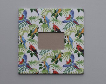 Tropical Forest Parrots Frame Decoupaged Large Frame Rain Forest Leaves Frame Modern Parrots Photo Frame Tropical Wall Décor Wall Hanging