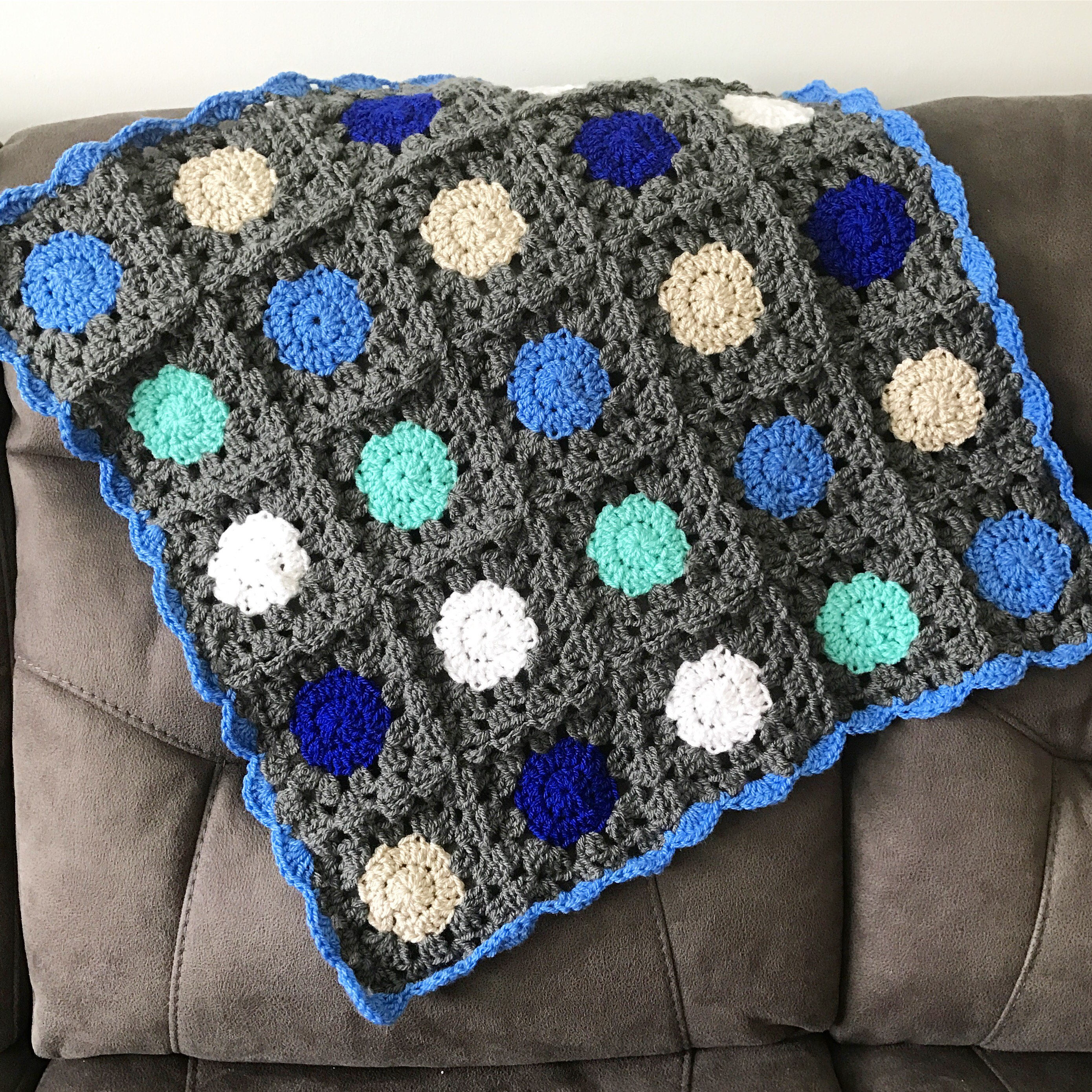 Circle Granny Square Crochet Blanket Etsy