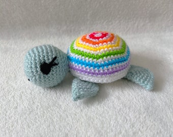 Rae the Rainbow Turtle Crochet Soft Toy