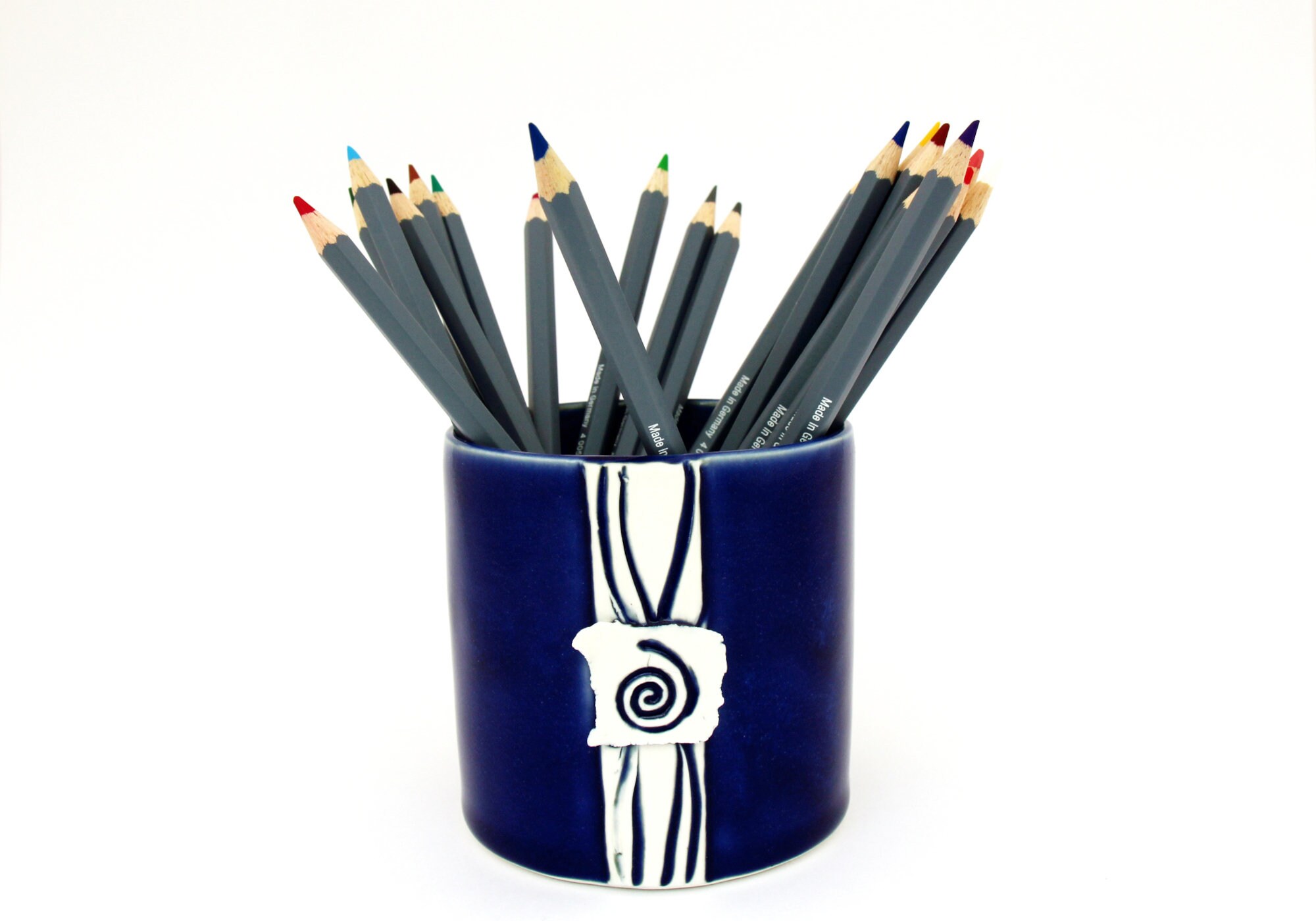 Pot Bleu en Porcelaine, Pot à Crayons, Maquillage, Cache Petite Plante, 1