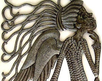 ANGEL METAL ART Metal Angel Wall Hanging, Haitian Metal Wall Art, Haitian Art, Outdoor Metal Art, 34" Angel Wall Decor, Garden Decor, 512