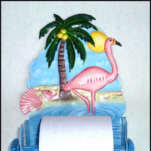TROPICAL FISH, Painted Metal Toilet Paper Holder, Bathroom Decor