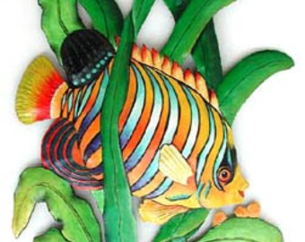 TROPICAL FISH, 34", Metal Wall Art, Outdoor Wall Art, Metal Wall Art, Garden Decor, Metal Wall Hanging, Tropical Decor - K-170-34"