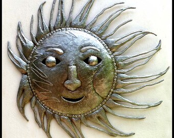 Outdoor Metal Art, Metal Sun, Metal Wall Art, Haitian Metal Art, Metal Wall Hanging - Recycled Steel Drum, Outdoor Metal Garden Decor- 9003