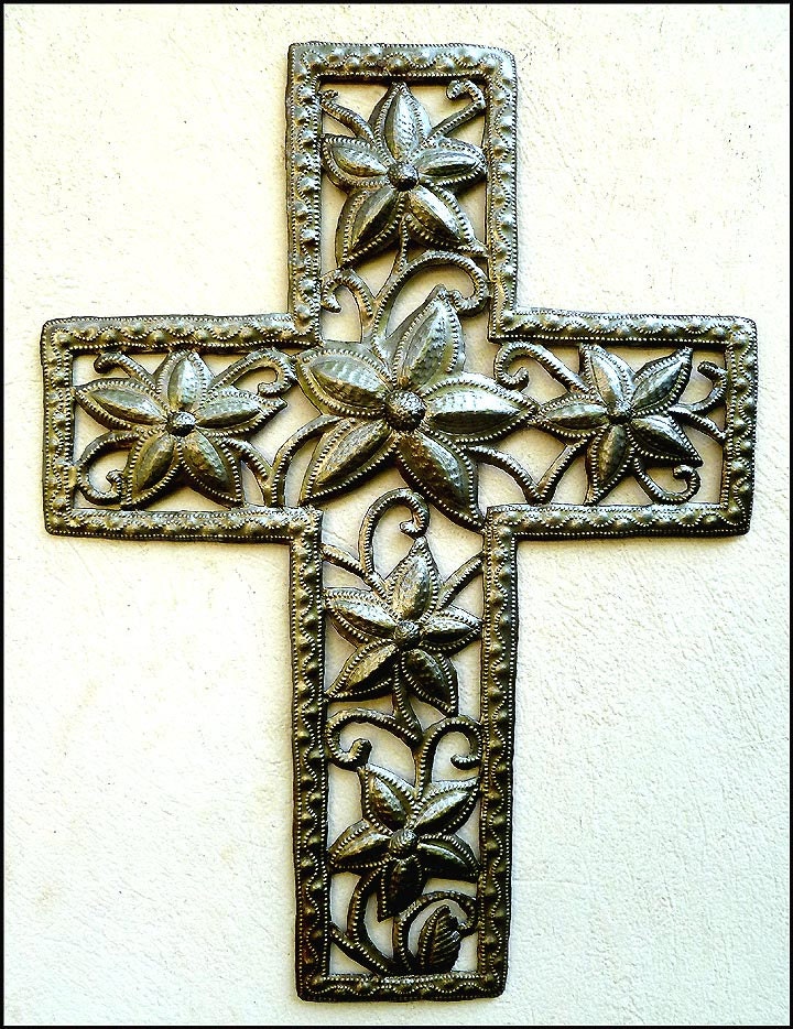 METAL CROSS Wall Hanging Metal Wall Art Floral Cross Etsy