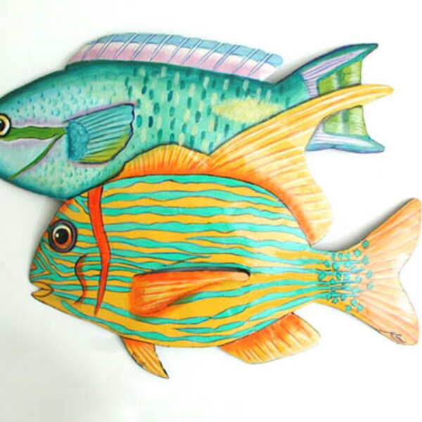 TROPICAL FISH, 2 Sizes, Garden Art, Metal Wall Hanging, Metal Wall Art, Painted Metal Art, Tropical Art, Tropical Decor, Outdoor Art 182