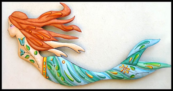 Painted Metal Mermaid Wall Decor Outdoor Art Island - Outdoor Metal Mermaid Wall Art Painted Metal Mermaid Wall Decor Outdoor Art Island - Outdoor Metal Mermaid Wall Art