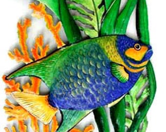 TROPICAL FISH, Metal Wall Art, Outdoor Wall Art, Metal Wall Art, Garden Decor, Metal Wall Hanging, Tropical Decor - K-171