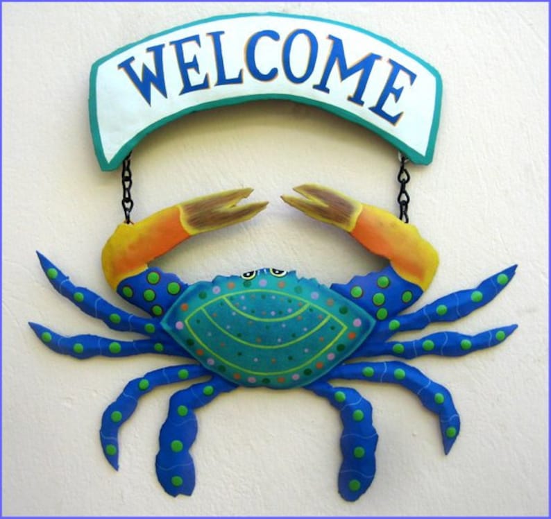 CRAB SIGN Coastal Decor Garden Art Wall Hanging Etsy