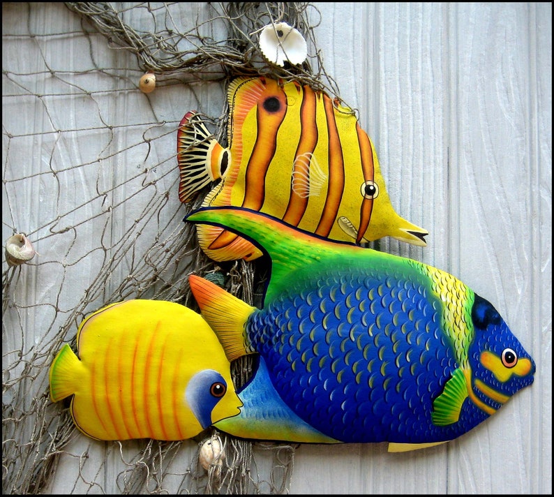 TROPICAL FISH Outdoor Metal Wall Art Painted Metal Art Etsy