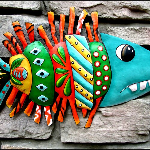 TROPICAL FISH Outdoor Metal Wall Art Garden Art Tropical Etsy