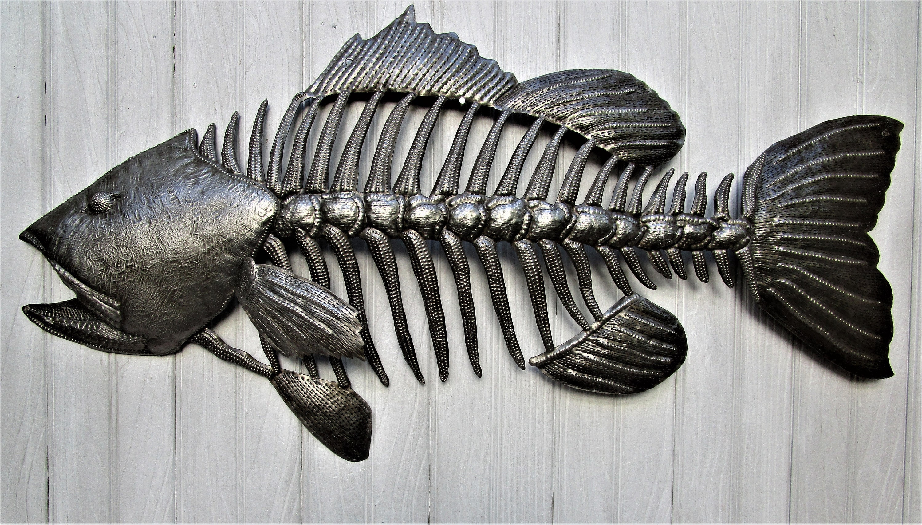 METAL FISH ART, 2 Sizes, Small Mouth Bass, Outdoor Metal Wall Art