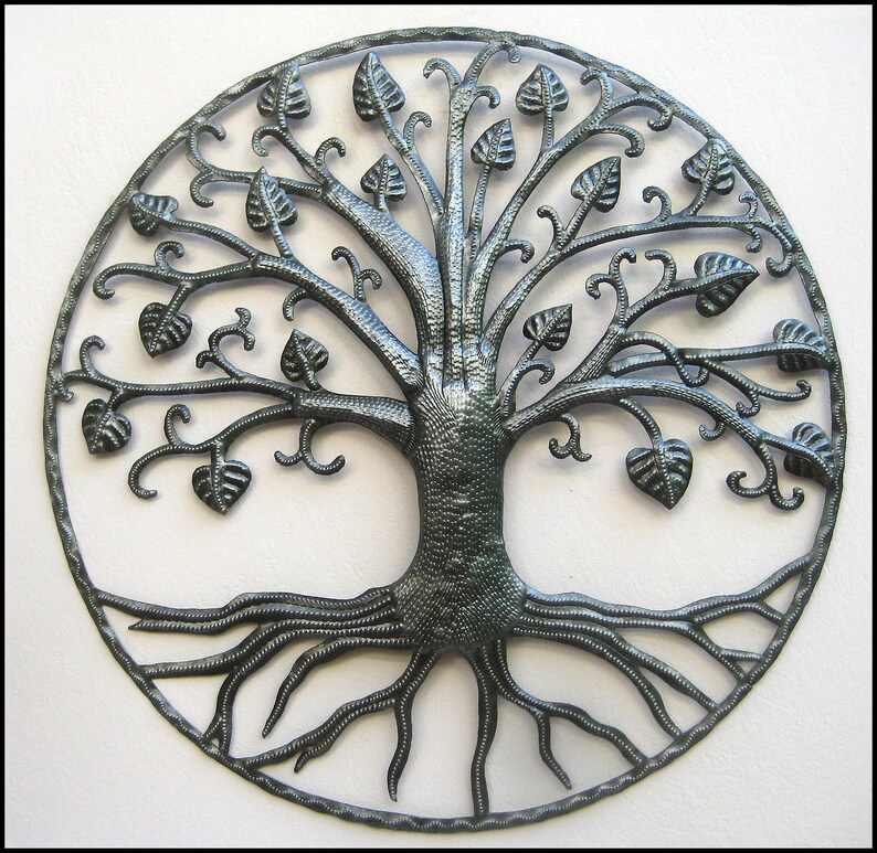 Metal Tree Wall Hanging Of Life Decor Recycled Art Outdoor Haitian 352