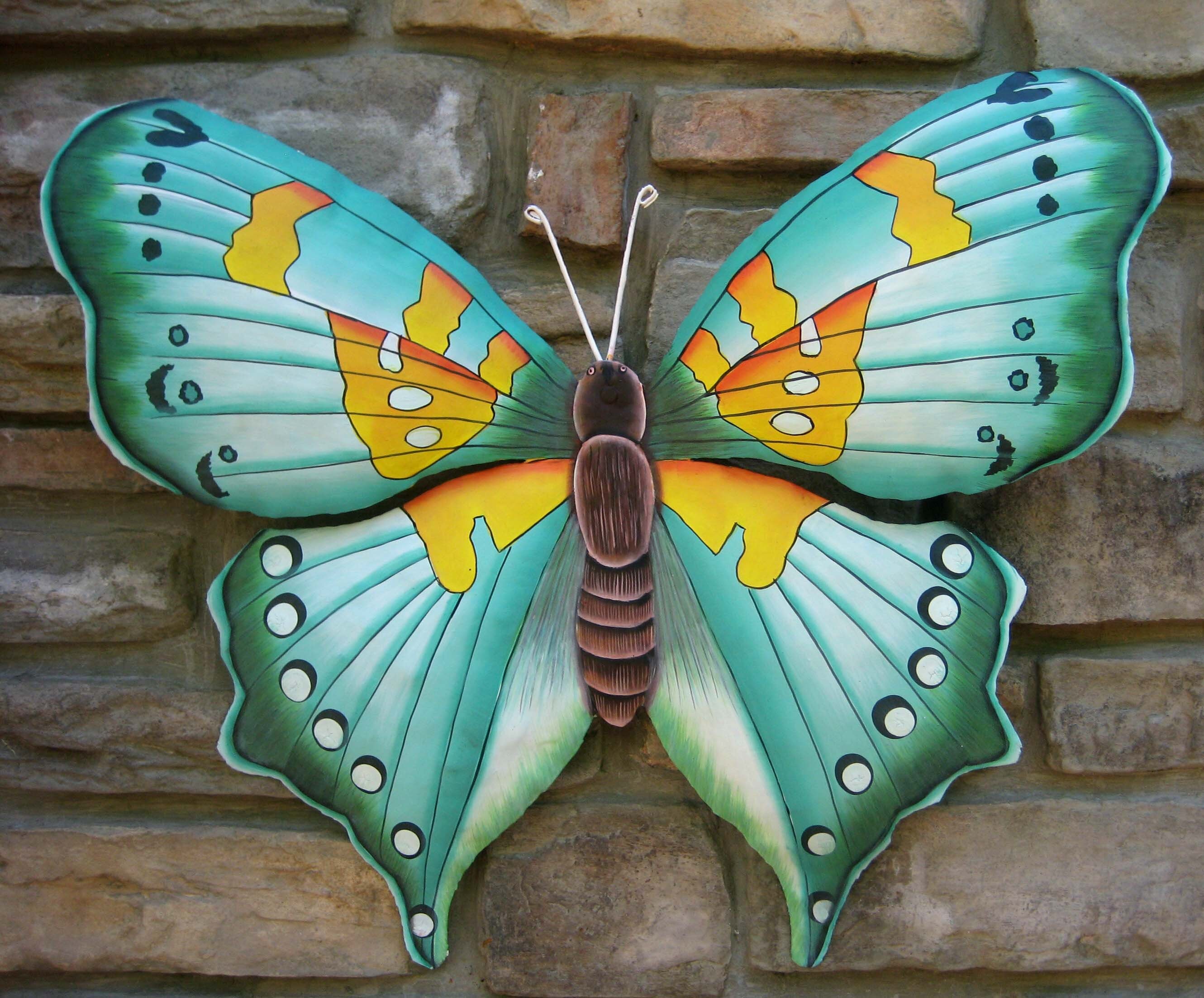BUTTERFLY Metal Wall Hanging Painted Metal Art Garden Etsy