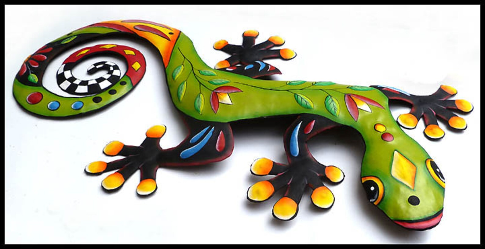 GECKO Metal Wall Art Painted Metal Wall Hanging Tropical Etsy