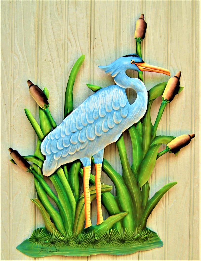 White Egret Metal Wall Art Outdoor Metal Wall Decor Garden Etsy