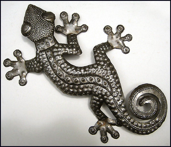 Metal Gecko Wall Hanging 26 Gecko Wall Decor Haitian | Etsy