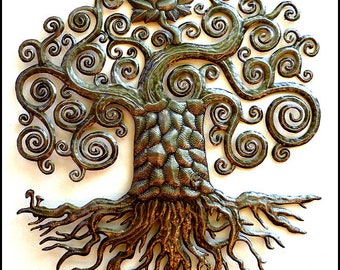 METAL TREE Wall Hanging, Tree, Haitian Art, Metal Art, Metal Tree Wall Decor, Steel Drum Art, Metal Wall Art, Haitian Metal Art, 424