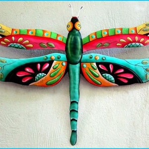 PAINTED METAL DRAGONFLY, Metal Wall Decor, Garden Decor, Tropical Art, Outdoor Metal Wall Art, Garden Art, Patio Decor, J-935