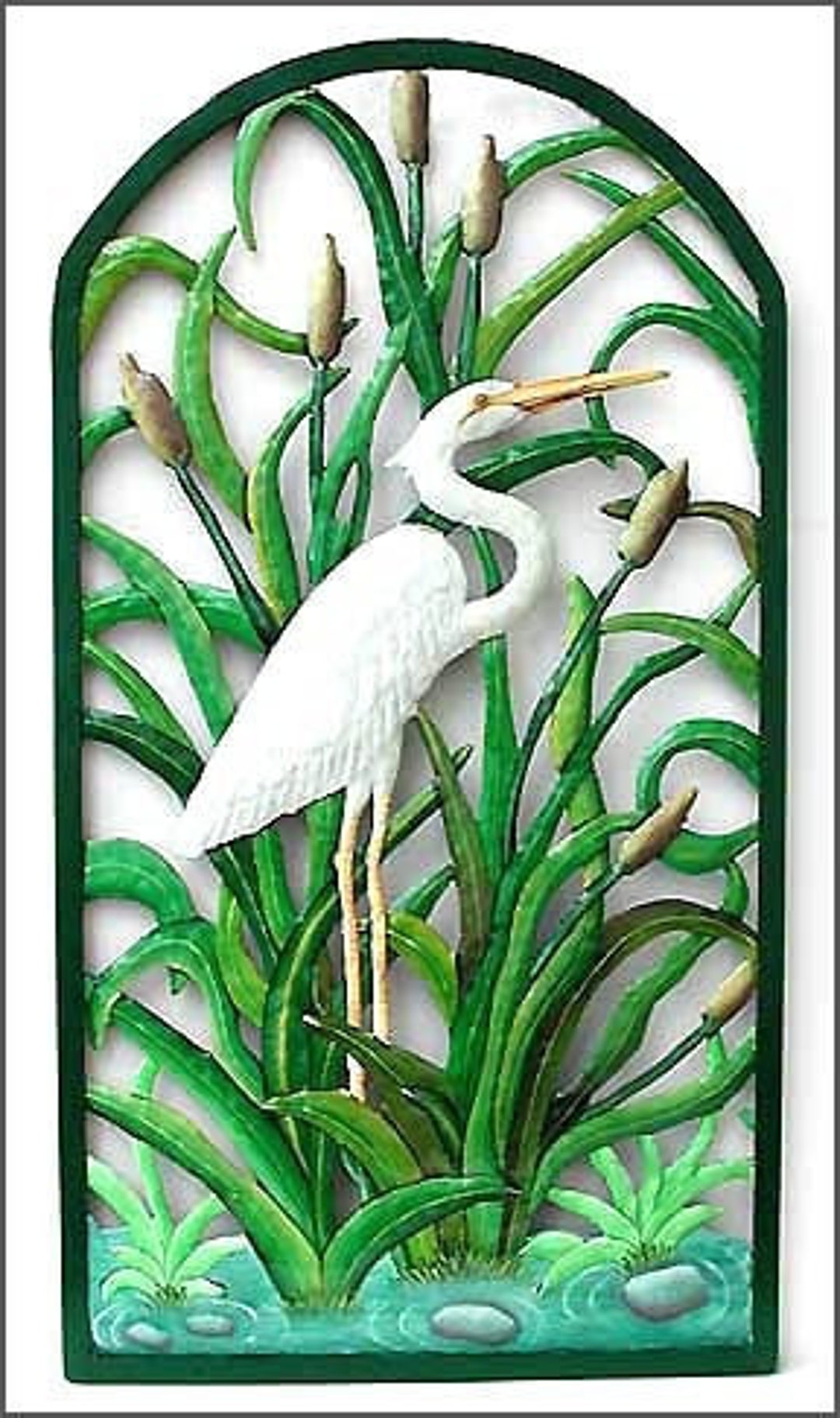 White Egret Metal Wall Art, Outdoor Metal Wall Decor, Garden, Decor