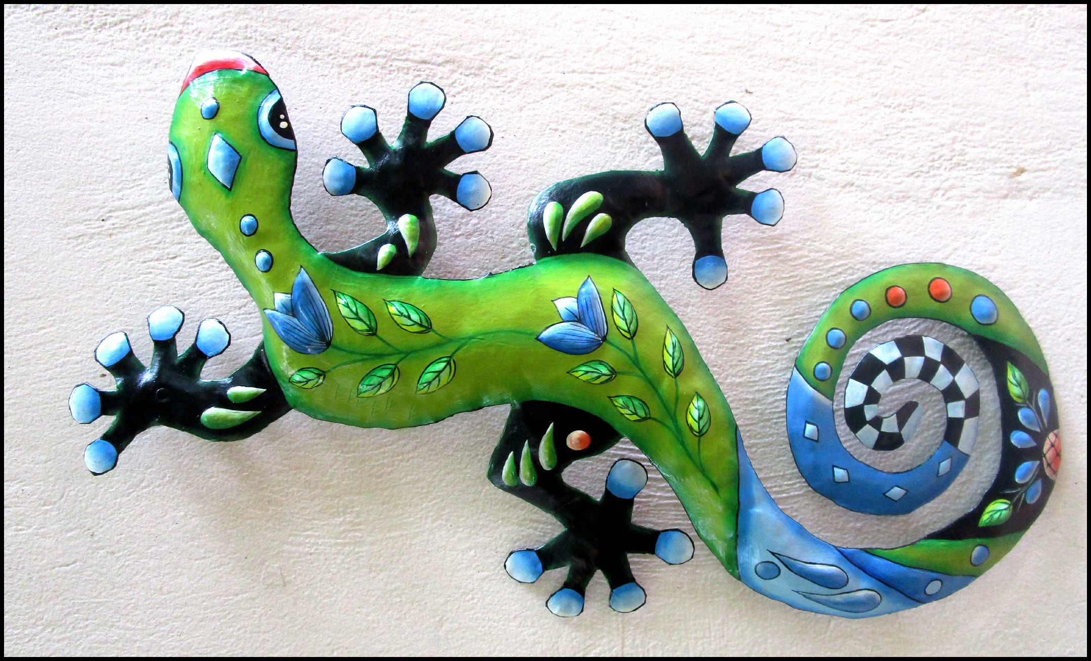 PAINTED METAL GECKO Wall Art Outdoor Metal Wall Art Tropical Etsy