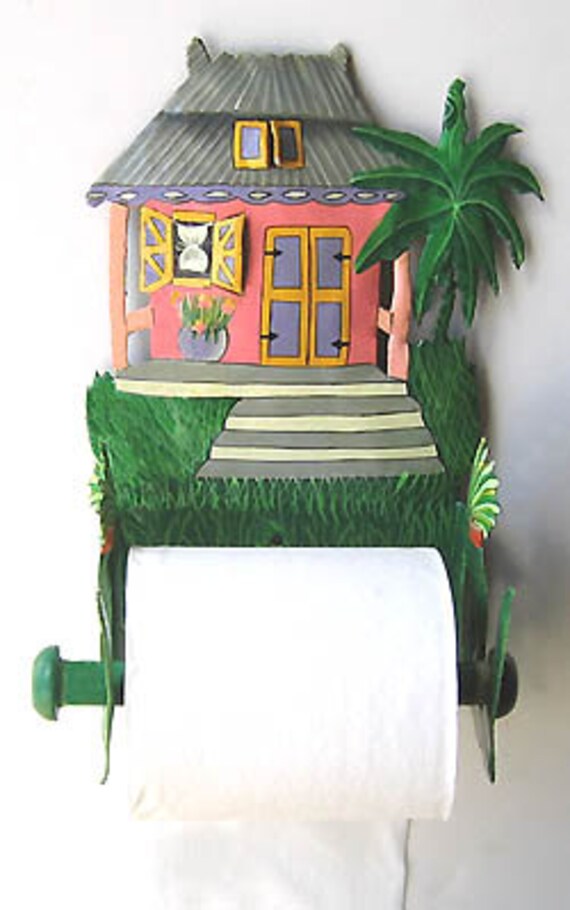 Toilet Paper Holder Metal Art Caribbean Decor Bathroom Etsy